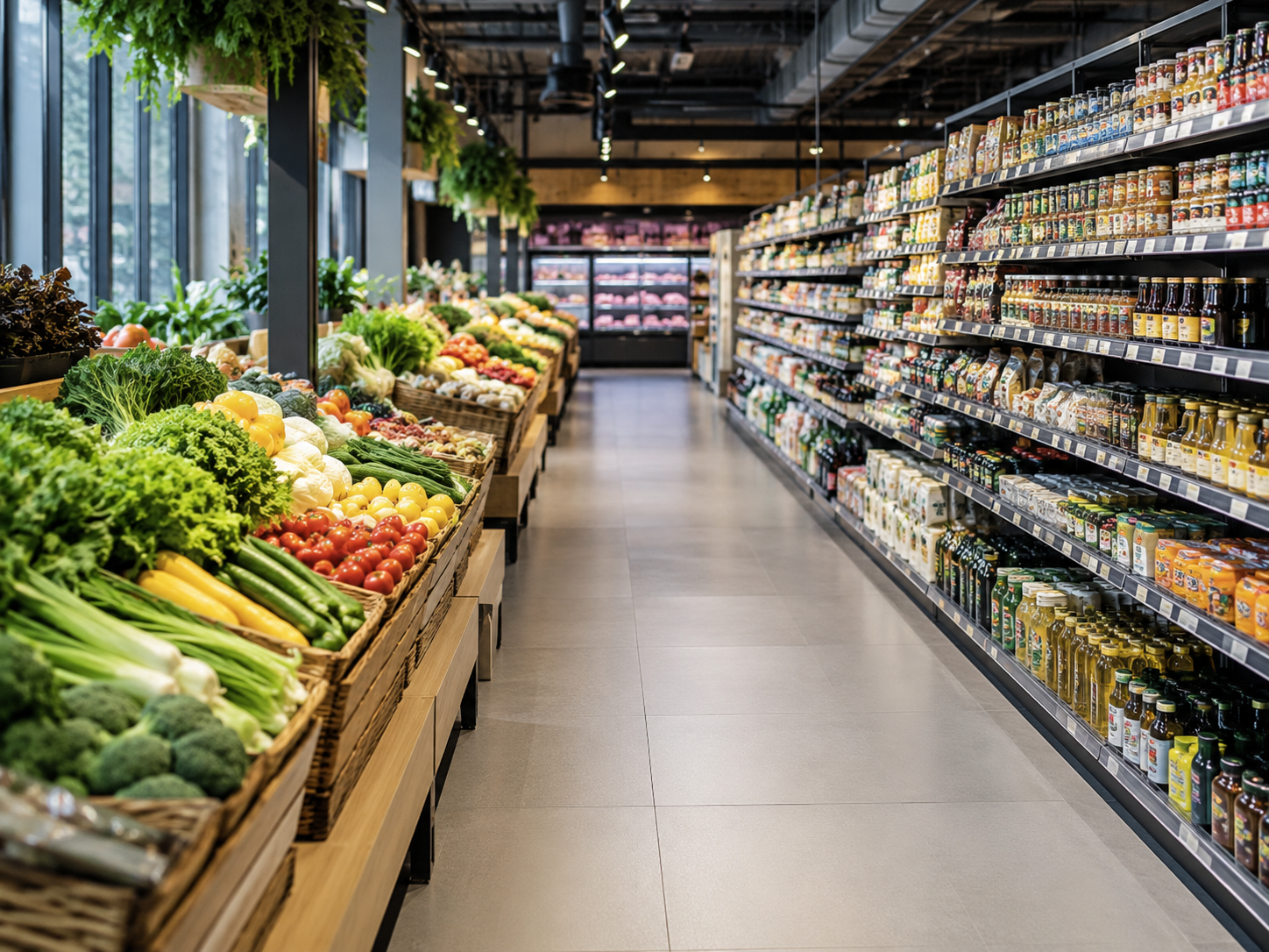 Market sektörü için düzenli market rafları